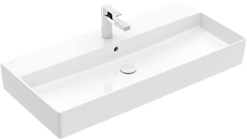VILLEROY & BOCH MEMENTO 2.0 WASTAFEL HOEKIG UITLOOP 3-GATS DOORGESTOKEN OVERLOOP WAND 470 X 1000MM (DXB) WIT ALPINE 4A221G01
