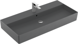 VILLEROY & BOCH MEMENTO 2.0 WASTAFEL HOEKIG 3-GATS KRAANGAT MIDDEL OVERLOOP WAND 470 X 1000MM (DXB) GRAFIET KERAMIEKPLUS 4A221GI4