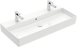 VILLEROY & BOCH MEMENTO 2.0 WASTAFEL HOEKIG UITLOOP 2X 1-GAT DOORGESTOKEN OVERLOOP WAND 470 X 1000MM (DXB) WIT ALPINE 4A221L01