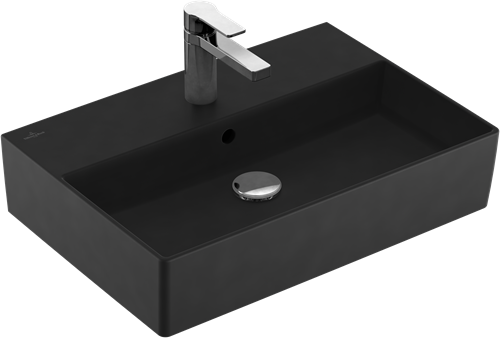 VILLEROY & BOCH MEMENTO 2.0 WASTAFEL 600 X 420 X 135 MM PURE BLACK CERAMICPLUS MET OVERLOOP 4A2260R7