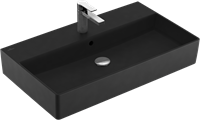 VILLEROY & BOCH MEMENTO 2.0 WASTAFEL 800 X 470 X 140 MM PURE BLACK CERAMICPLUS MET OVERLOOP 4A228GR7