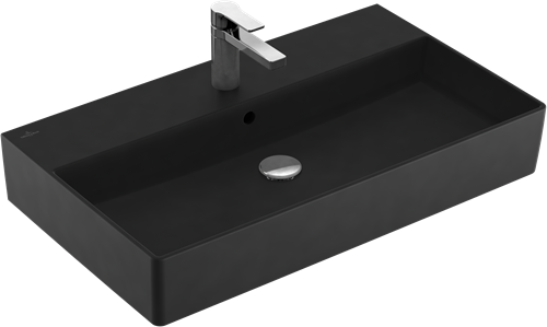 VILLEROY & BOCH MEMENTO 2.0 WASTAFEL 800 X 470 X 140 MM PURE BLACK CERAMICPLUS MET OVERLOOP 4A228GR7