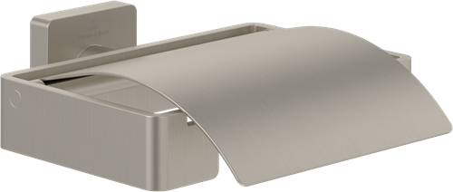 VILLEROY & BOCH ELEMENTS STRIKING TOILETROLHOUDER MET DEKSEL 131 X 115 X 45 MM BRUSHED NICKEL MATT TVA15201300064