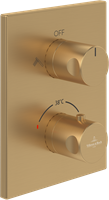 VILLEROY & BOCH UNIVERSAL TAPS & FITTINGS INBOUWTHERMOSTAAT MET TWEEWEG STOPKRAAN ,VOOR DOUCHE HOEKIG BRUSHED GOLD TVD00065300076