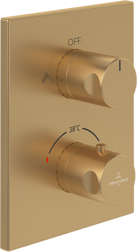 VILLEROY & BOCH UNIVERSAL TAPS & FITTINGS INBOUWTHERMOSTAAT MET TWEEWEG STOPKRAAN ,VOOR DOUCHE HOEKIG BRUSHED GOLD TVD00065300076