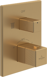VILLEROY & BOCH METTLACH INBOUWTHERMOSTAAT MET TWEEWEG STOPKRAAN BRUSHED GOLD TVS12600300076