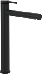 VILLEROY & BOCH LOOP & FRIENDS EENGREEPS WASTAFELKRAAN VERHOOGD ZONDER PUSH-OPEN AFVOERGARNITUUR MATT BLACK TVW106106153K5