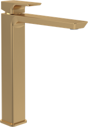 VILLEROY & BOCH SUBWAY 3.0 EENGREEPS WASTAFELKRAAN VERHOOGD ZONDER PUSH-OPEN AFVOERGARNITUUR BRUSHED GOLD TVW11200400076