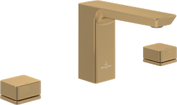 VILLEROY & BOCH SUBWAY 3.0 DRIEGATS WASTAFELKRAAN ZONDER PUSH-OPEN AFVOERGARNITUUR BRUSHED GOLD TVW11200500076