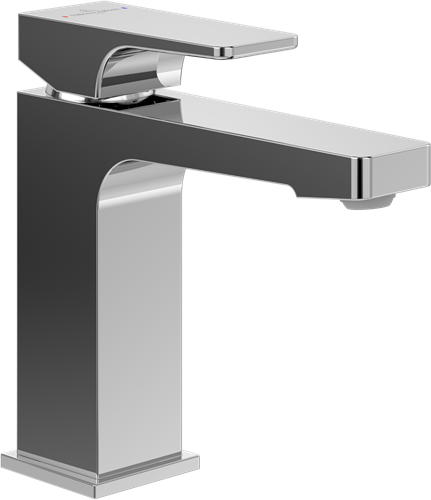 VILLEROY & BOCH ARCHITECTURA SQUARE EENGREEPS WASTAFELKRAAN MET TREKSTANG-AFVOERGARNITUUR CHROME TVW12500100061