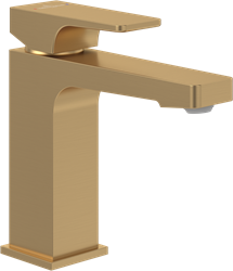 VILLEROY & BOCH ARCHITECTURA SQUARE EENGREEPS WASTAFELKRAAN MET TREKSTANG-AFVOERGARNITUUR BRUSHED GOLD TVW12500100076