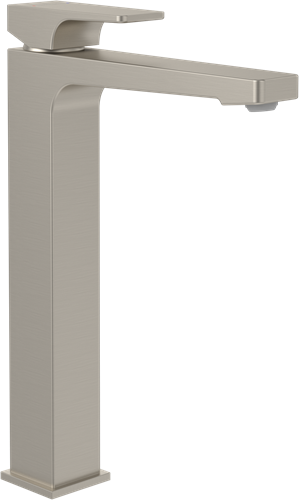 VILLEROY & BOCH ARCHITECTURA SQUARE EENGREEPS WASTAFELKRAAN VERHOOGD MET PUSH-OPEN AFVOERGARNITUUR BRUSHED NICKEL MATT TVW12500200064