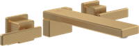VILLEROY & BOCH METTLACH DRIEGATS WASTAFELKRAAN ZONDER PUSH-OPEN AFVOERGARNITUUR BRUSHED GOLD TVW12600400076