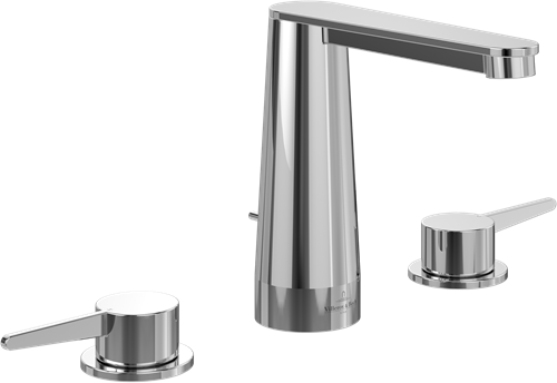 VILLEROY & BOCH CONUM DRIEGATS WASTAFELKRAAN MET TREKSTANG-AFVOERGARNITUUR CHROME TVW12700100061