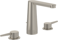 VILLEROY & BOCH CONUM DRIEGATS WASTAFELKRAAN MET TREKSTANG-AFVOERGARNITUUR BRUSHED NICKEL MATT TVW12700100064