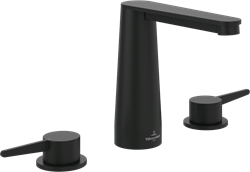 VILLEROY & BOCH CONUM DRIEGATS WASTAFELKRAAN ZONDER PUSH-OPEN AFVOERGARNITUUR MATT BLACK TVW127001001K5