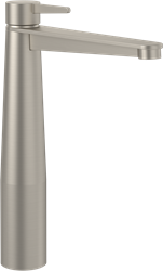 VILLEROY & BOCH CONUM EENGREEPS WASTAFELKRAAN VERHOOGD MET PUSH-OPEN AFVOERGARNITUUR BRUSHED NICKEL MATT TVW12700500064