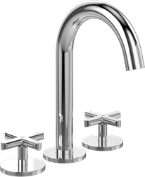 VILLEROY & BOCH LOOP & FRIENDS THREE-HOLE BASIN MIXER WITHOUT WASTE BRUSHED CHROME TVZ10600900061