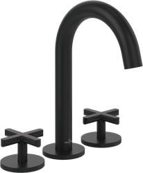 VILLEROY & BOCH LOOP & FRIENDS THREE-HOLE BASIN MIXER WITHOUT WASTE MATT BLACK TVZ106009000K5