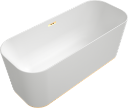 VILLEROY & BOCH FINION BAD VRIJSTAAND 1700X700 PUSH-TO-OPEN-AFVOERPLUG OVERLOOP EN WATERTOEVOER GOUD STEENWIT UBQ177FIN7N300V4RW