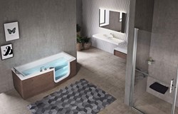 NOVELLINI IRIS INSTAPBAD 170X70/80 DEUR RECHTS OVERLOOP EN KRAAN OP BADRAND MET 1 ACRYL PANEEL IRI217080FD-A1K