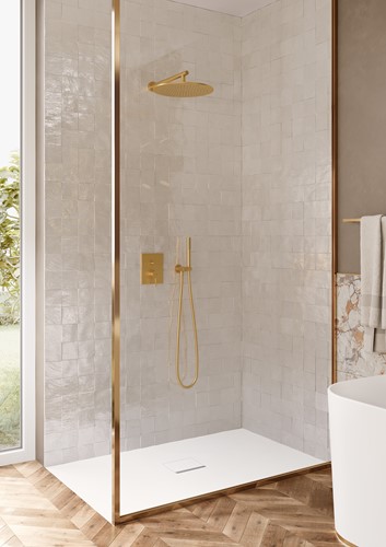 VILLEROY & BOCH UNIVERSAL SHOWERS REGENDOUCHE-ARM,VOOR WANDMONTAGE ROND BRUSHED GOLD TVC00045351076-2