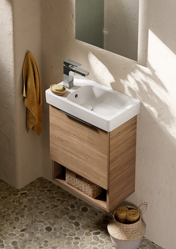 VILLEROY & BOCH ARCHITECTURA SQUARE EENGREEPS WASTAFELKRAAN MET TREKSTANG-AFVOERGARNITUUR CHROME TVW12500100061-3