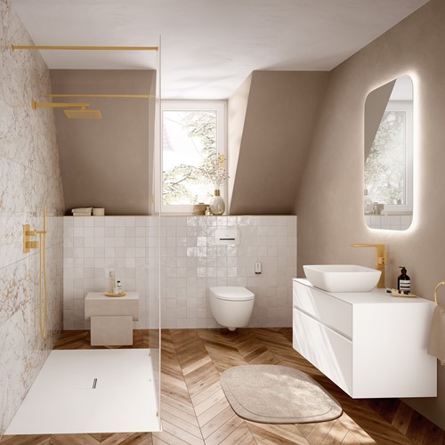 VILLEROY & BOCH UNIVERSAL SHOWERS REGENDOUCHE ANGULAR BRUSHED GOLD TVC00000200076-3
