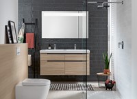 VILLEROY & BOCH SUBWAY 2 KERAMISCHE WASTAFEL 1300X470MM DUBBEL GECOAT UITTIKBARE KRAANGATEN: LINKS EN RECHTS WIT 7175D0R1-3