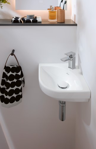 VILLEROY & BOCH SUBWAY 3.0 HOEKFONTEIN KWARTROND VOOR 1-GAT ARMATUUR KRAANGAT DOORGESTOKEN ZONDER OVERLOOP. ALPIN WIT 43714601-3